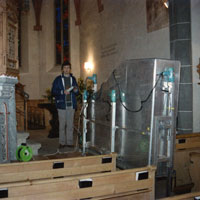 Transport in Kirche in Klosters 1988